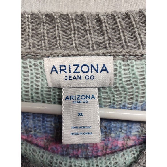 Arizona Sweater Womens XLarge Gray Geometric Print Acrylic Knit Long Sleeve - Picture 7 of 10